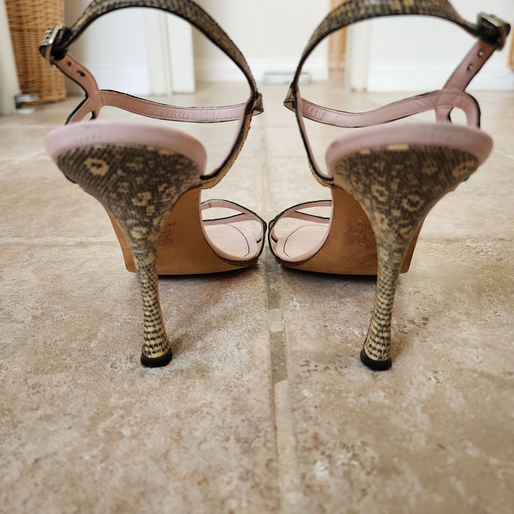 Manolo Blahnik Python Snakeskin Strappy Heels Bla… - image 6